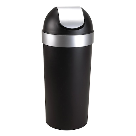 Umbra Umbra Venti 16 gal Black/Silver Plastic Swing-Top Trash Can 086758-047-REM